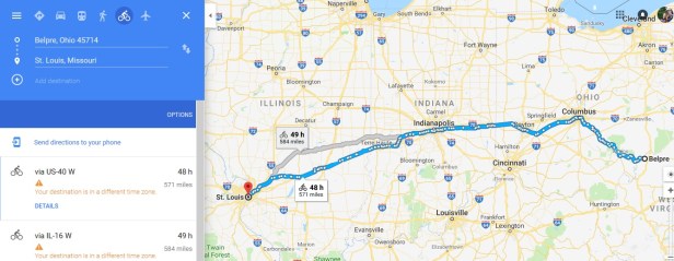 Belpre OH to St Louis MO
